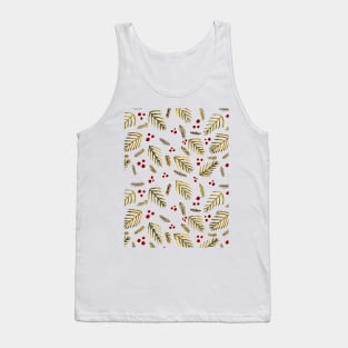 Christmas tree branches and berries - ochre and burgundy Tank Top